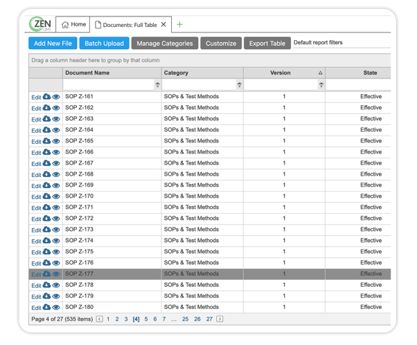Track every draft throughout your entire document lifecycle using the Documents Module in ZenQMS